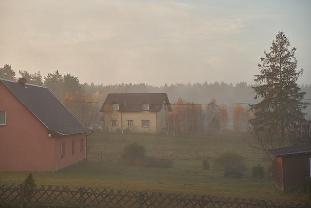 Rural house landscape Concept of living out of town