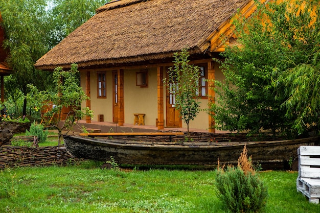 Rural house made of clay and clay roof