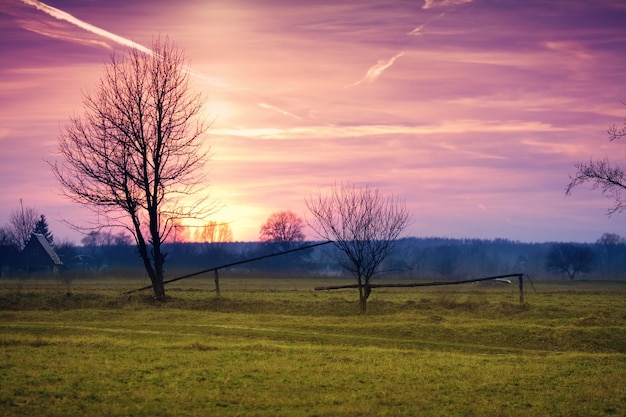 Rural landscape at sunset