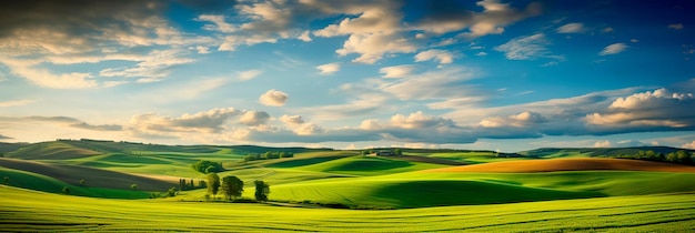 Foto paesaggi rurali con fattorie, colline ondulate e villaggi affascinanti