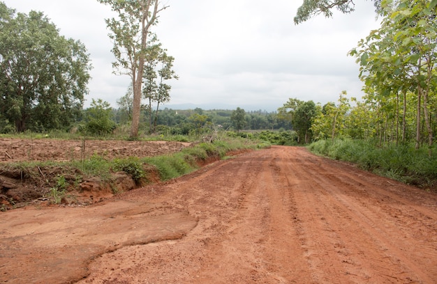 Rural road on countryside in Thailand.