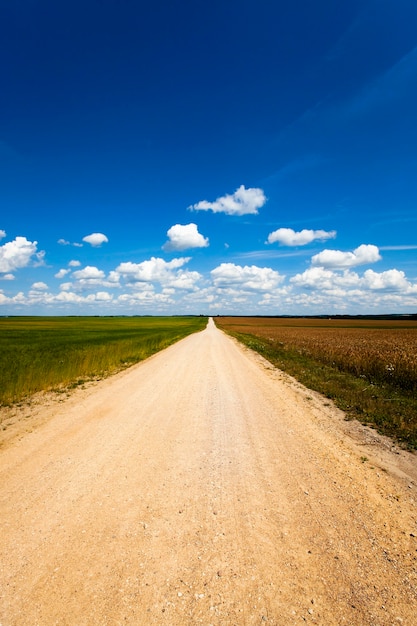 La strada rurale - la strada rurale non asfaltata che attraversa il campo