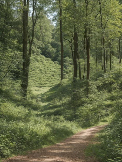 A rural road through a forest