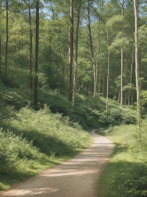 A rural road through a forest