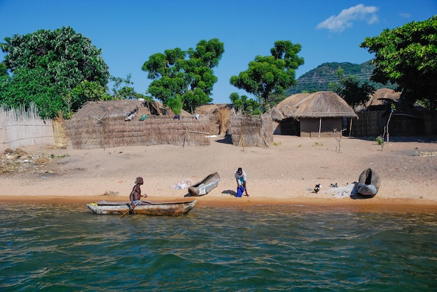 Photo rural scene on lake malawi