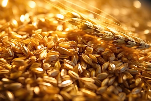 Rural scene with field of golden wheat