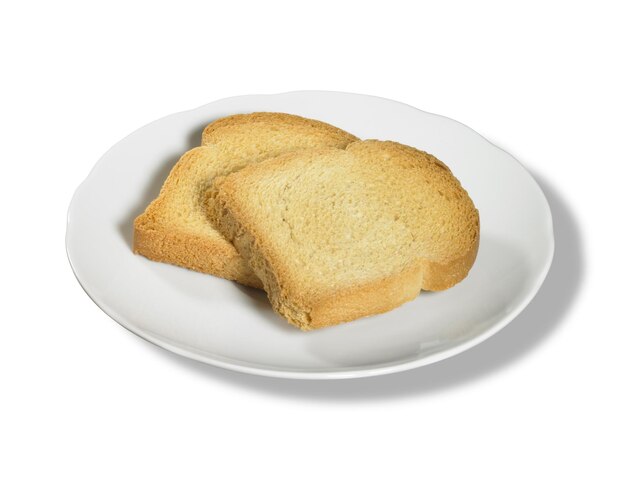 Photo rusk slices on porcelain plate