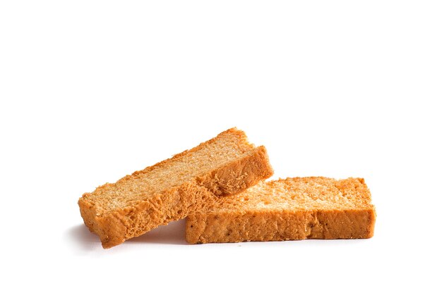 Photo rusk or toasts on a white background