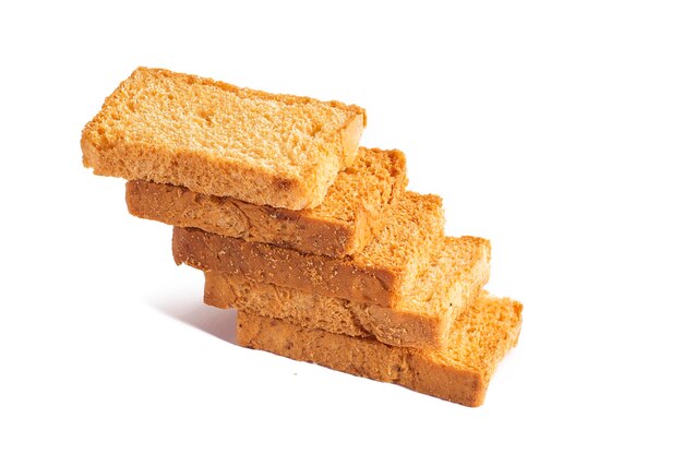 Photo rusk or toasts on a white background