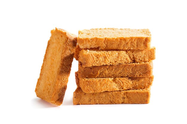 Photo rusk or toasts on a white background