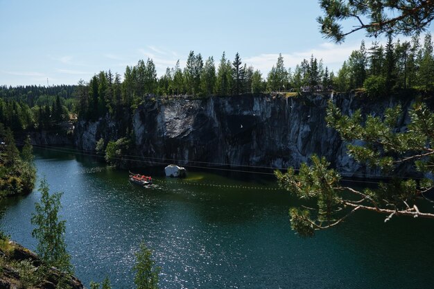 Ruskeala Mountain Park in summer Karelia A popular tourist destination Marble Canyon