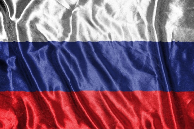 Rusland doek vlag Satijnen vlag zwaaien stof textuur van de vlag