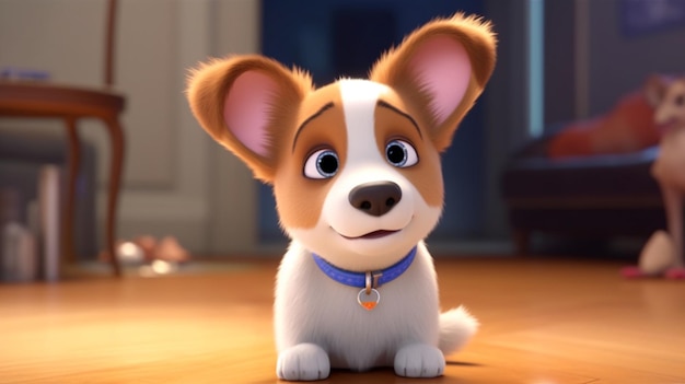 Russel and Corgi mixed breed cute small round dog Generative Ai