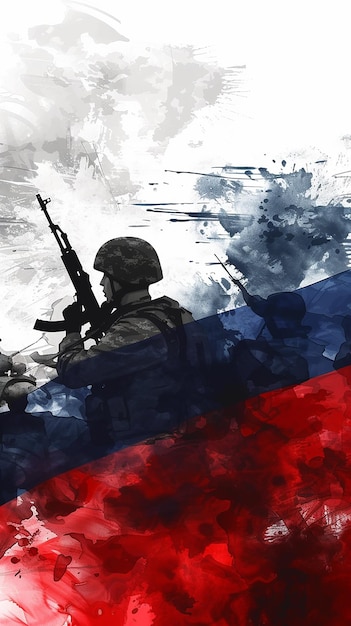 Russia Army with Russia flag