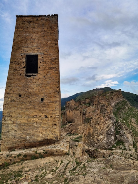 Russia Dagestan medieval defensive towers in the village of Goor 2021