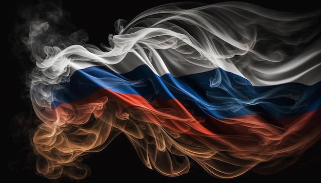 Photo russia flag black smoky background generative ai