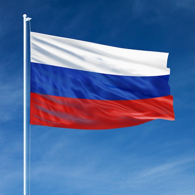 Russia Flag on Flagpole