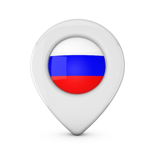 Russia flag location marker icon 3D Rendering