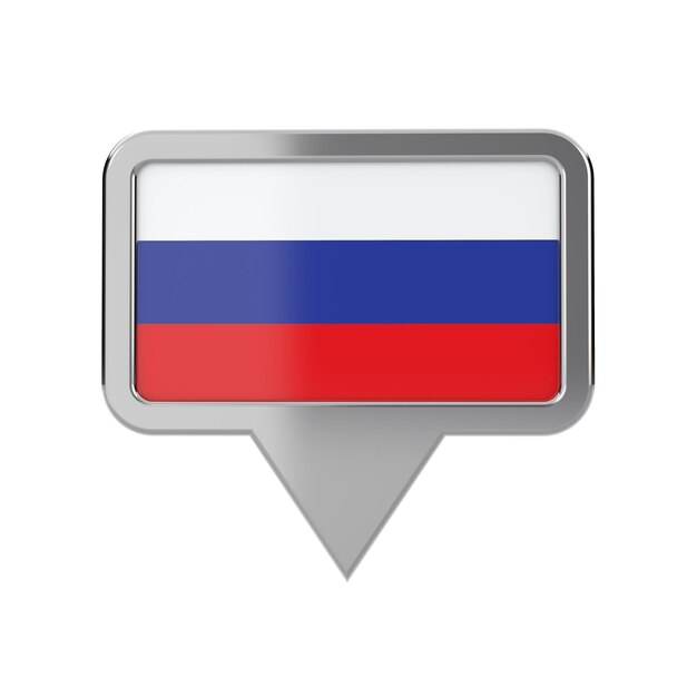 Russia flag location marker icon 3D Rendering