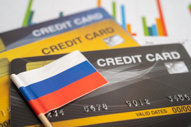 사진 신용카드에 러시아 발 금융 개발 은행 계좌 통계 투자 교환 경제