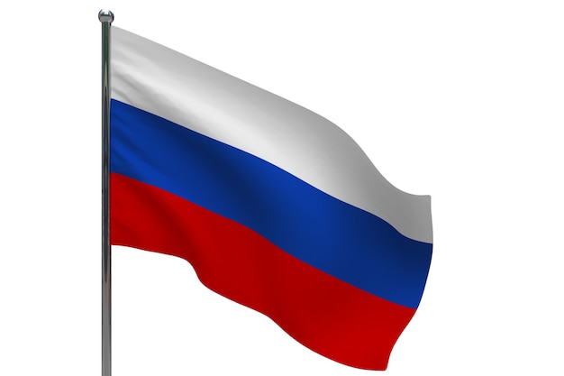 Russia 3d illustration flag on pole. Wood flagpole 11285517 PNG