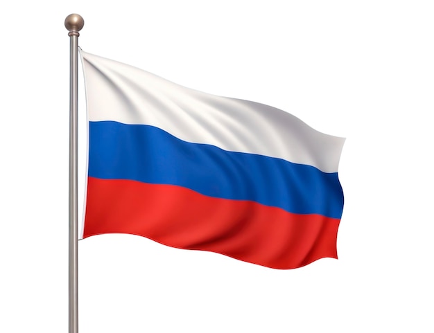 Russia flag waving isolated on white background AI generative