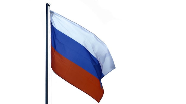 Фото Флаг россии развевается на белом фоне крупным планом