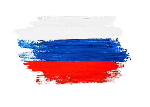 Russia flag on a white isolated background