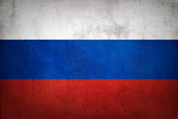 Russia flag with grunge texture.