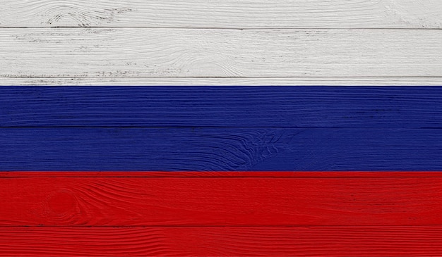 Russia flag on a wooden texture Wood texture planks Wooden texture background flag