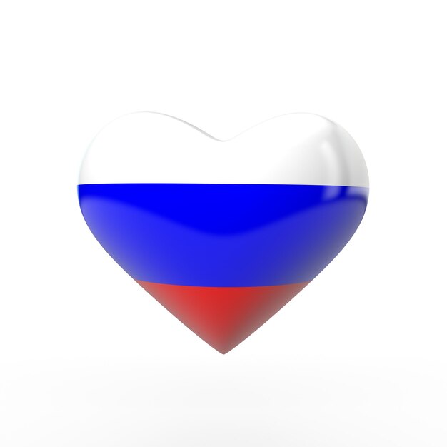 Russia heart flag 3D rendering