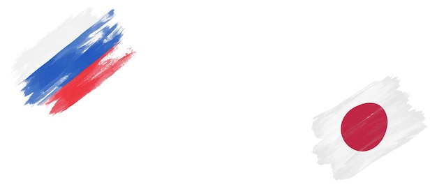 Russia and Japan Flags on White