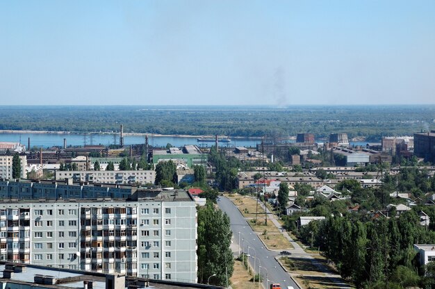 Russia kind on the city of Volgograd from height