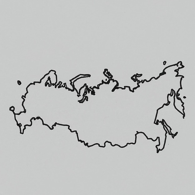 Фото Карта россии карта очертания или линейный рисунок карта россии