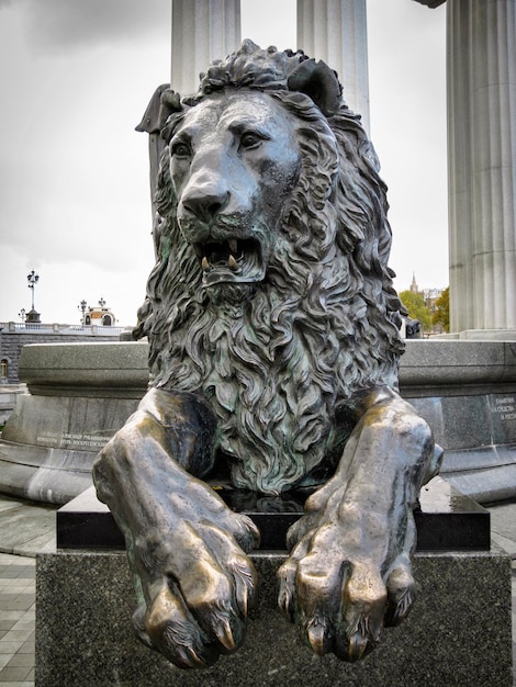 Russia, Moscow, bronze lion statue