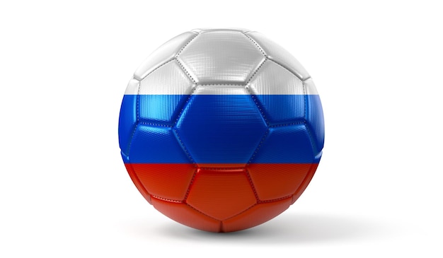 Russia national flag on soccer ball 3d illustration