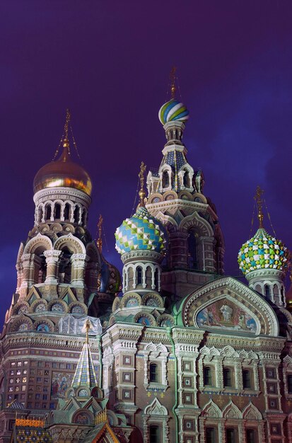 Russia, St. Petersburg, Church of the Savior on Spilled Blood at night