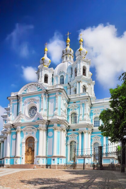 Russia, St. Petersburg. Smolny Cathedral (Church of the Resurrection)