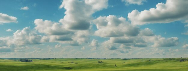 russia summer landscape green fileds the blue sky and white clouds