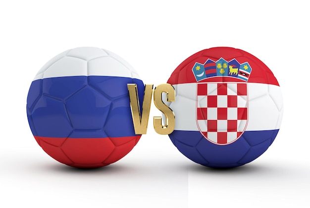 Russia versus Croatia soccer quarter final match 3D Rendering