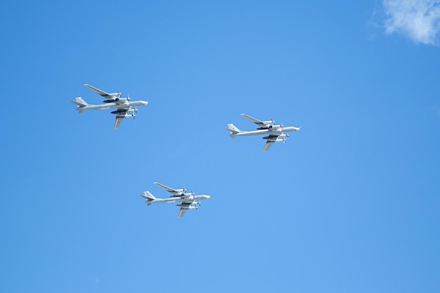 Russian Aerospace Forces Demonstration of longrange bomber in the air 04052019