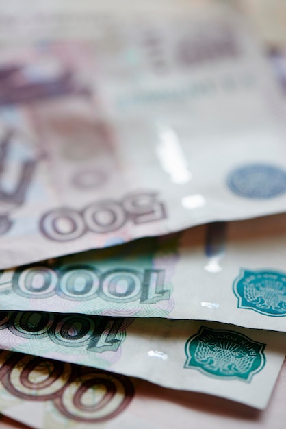 Russian banknotes closeup