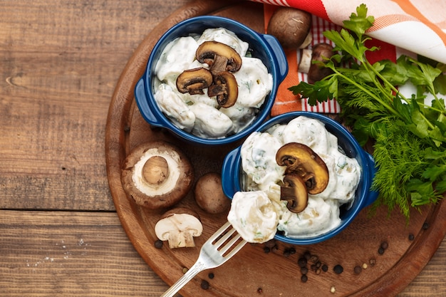 russian boiled pelmeni in plate