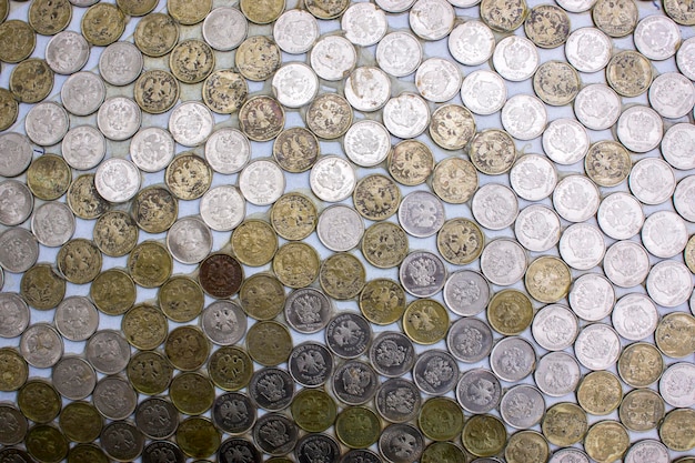 Russian coins texture Full Frame Shot Of Coins Arranged On Table