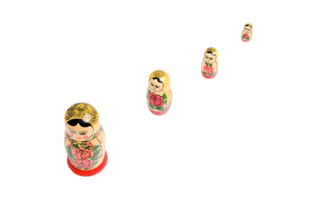 Russian dolls on a over white background