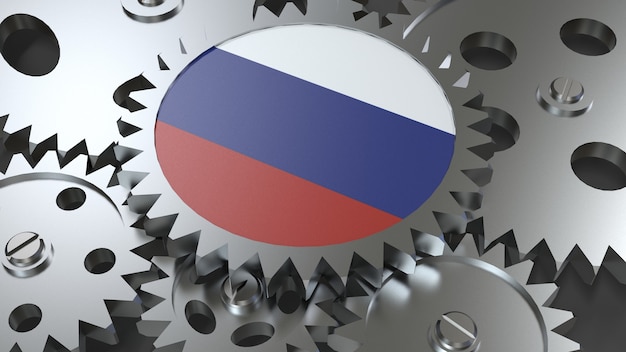 Russian Federation flag with gears