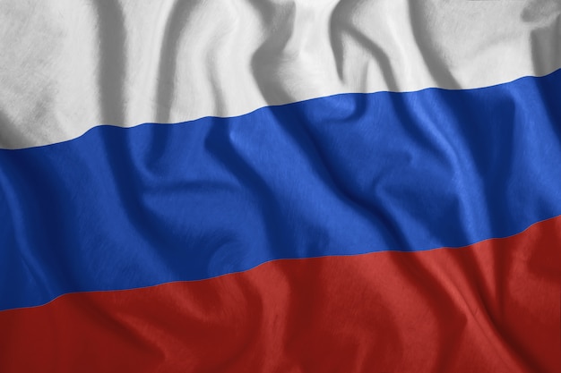 The Russian flag is flying in the wind