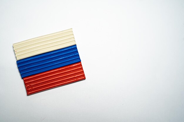 Russian flag made of plasticine closeup