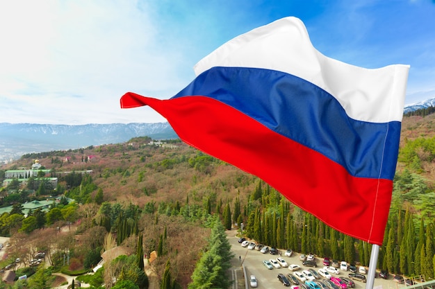 Russian flag on the nature