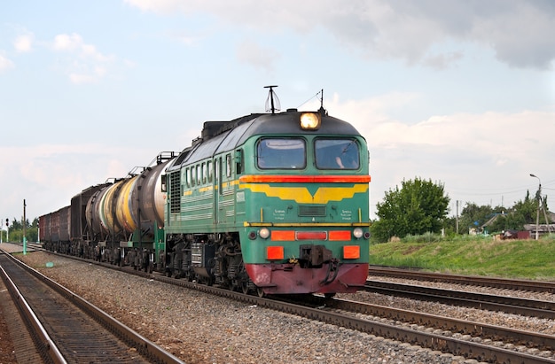 Russian freight diesel train